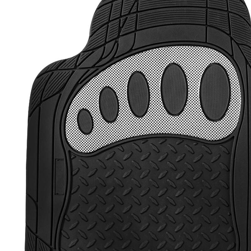 FH Group Trimmable ClimaProof Rubber Floor Mats with Footprint Design - Full Set (4-Piece) - DMF11310WHITE