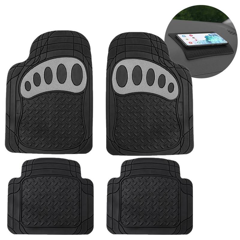 FH Group Trimmable ClimaProof Rubber Floor Mats with Footprint Design - Full Set (4-Piece) - DMF11310WHITE