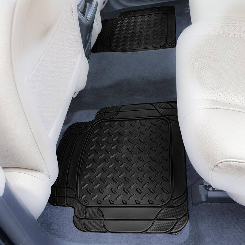 FH Group Trimmable ClimaProof Rubber Floor Mats with Footprint Design - Full Set (4-Piece) - DMF11310WHITE