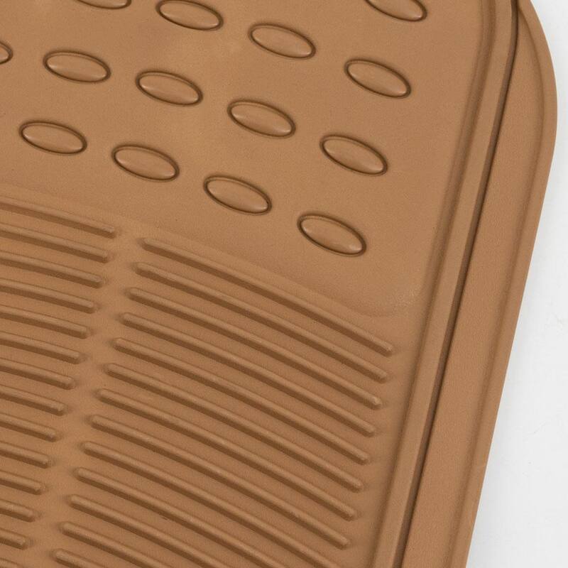 BDK Classic Rubber 3-Pieces 27 in. x 18 in. Beige Heavy-Duty Car Floor Mats - OF-583-BG_nc