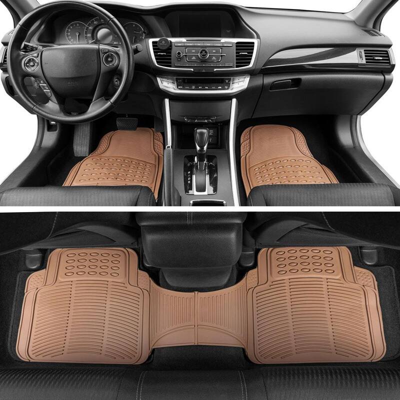 BDK Classic Rubber 3-Pieces 27 in. x 18 in. Beige Heavy-Duty Car Floor Mats - OF-583-BG_nc