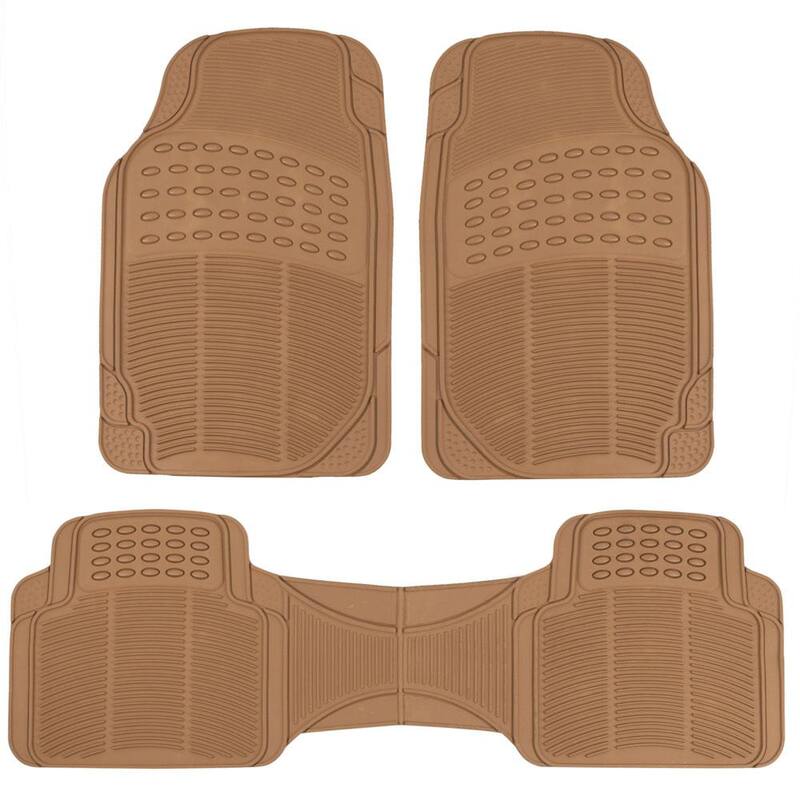 BDK Classic Rubber 3-Pieces 27 in. x 18 in. Beige Heavy-Duty Car Floor Mats - OF-583-BG_nc