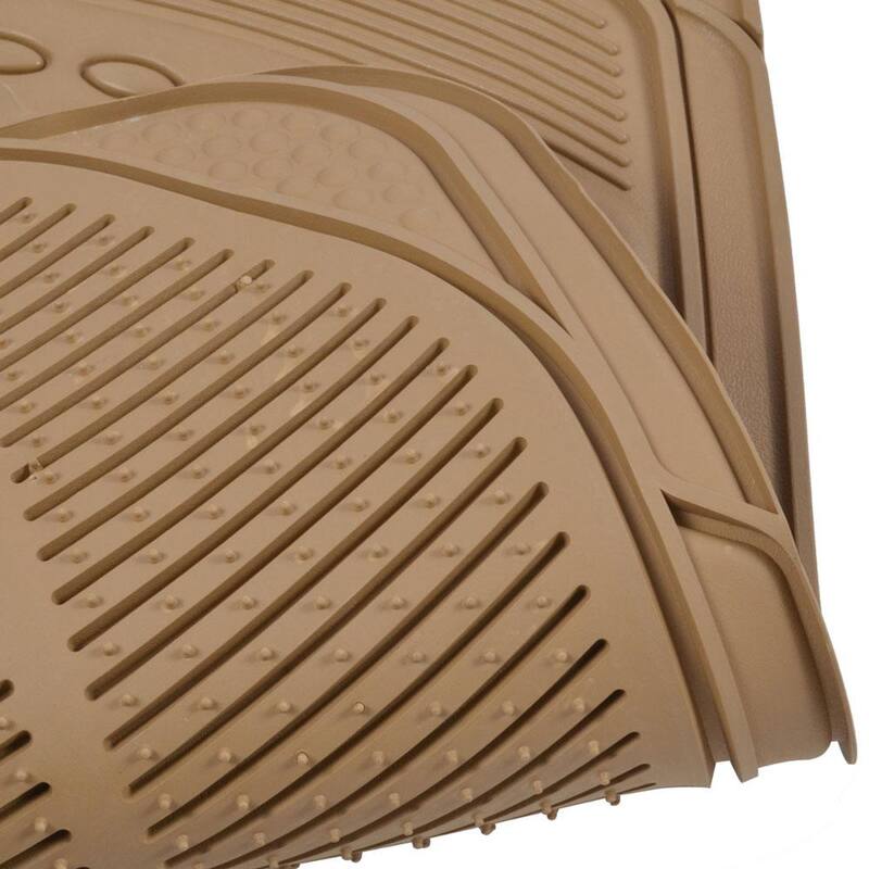 BDK Classic Rubber 3-Pieces 27 in. x 18 in. Beige Heavy-Duty Car Floor Mats - OF-583-BG_nc