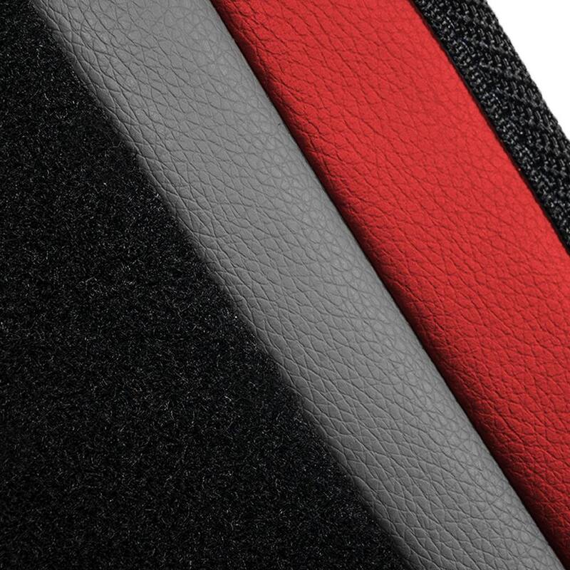 FH Group Red Color-Block Carpet Liners Non-Slip Car Floor Mats with Faux Leather Accents - Full Set - DMF14502RED