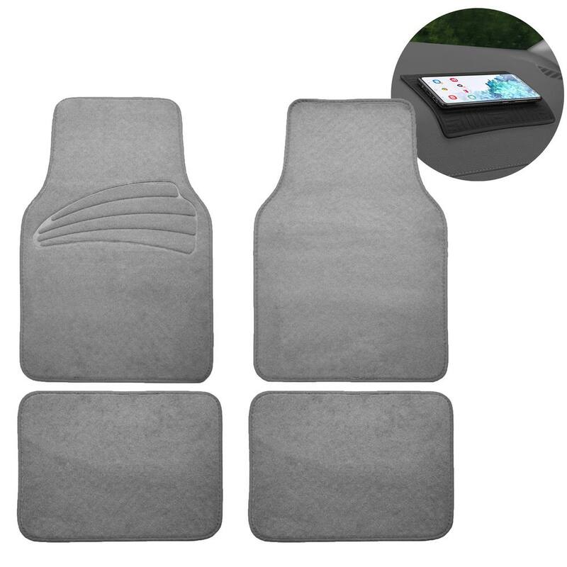 FH Group Gray 4-Piece Universal Premium Soft Carpet Floor Mats with Heel Pad Floor Liners - Full Set - DMF14401GRAY