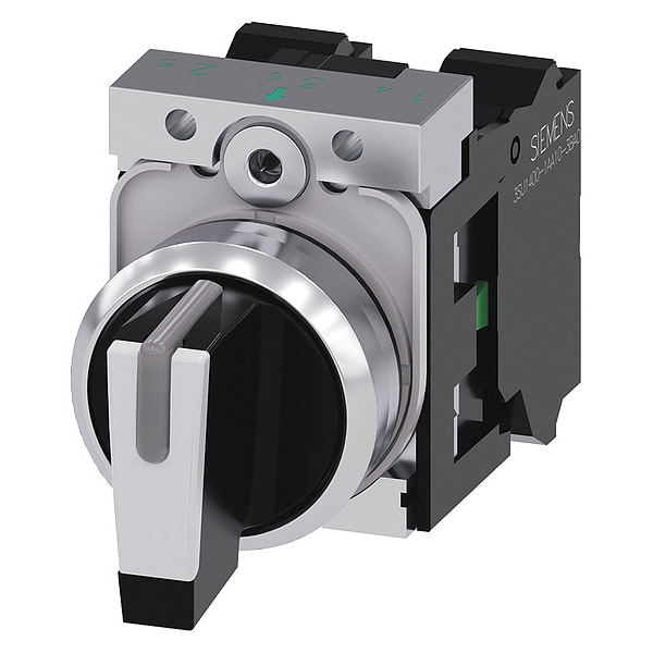 Interruptor selector Siemens, iluminable, 22 mm, rojo, color del bisel: plata - 3SU11502BM603NA0