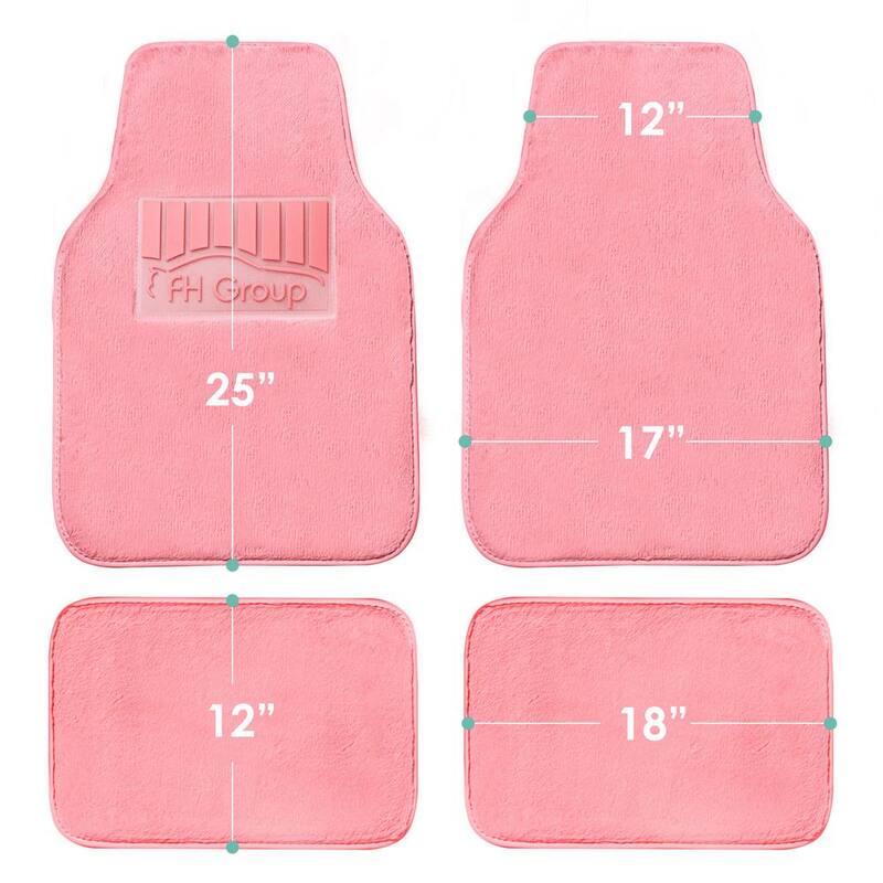 FH Group Doe16 Faux Rabbit Fur Non-Slip Floor Mats - Full Set - DMF14416PINK