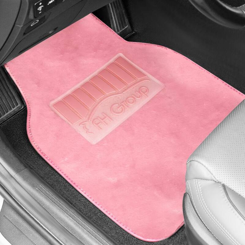 FH Group Doe16 Faux Rabbit Fur Non-Slip Floor Mats - Full Set - DMF14416PINK