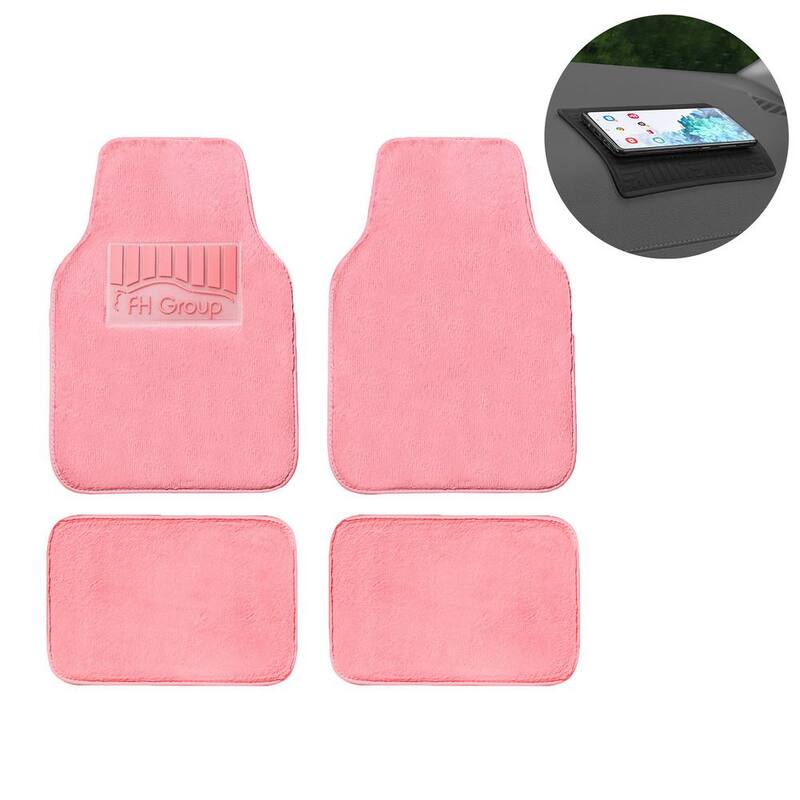 FH Group Doe16 Faux Rabbit Fur Non-Slip Floor Mats - Full Set - DMF14416PINK