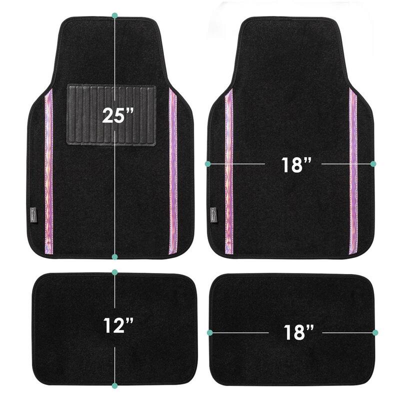 FH Group Galaxy13 Metallic Stripe Non-Slip Carpet Floor Mats - Full Set - DMF14413PINK