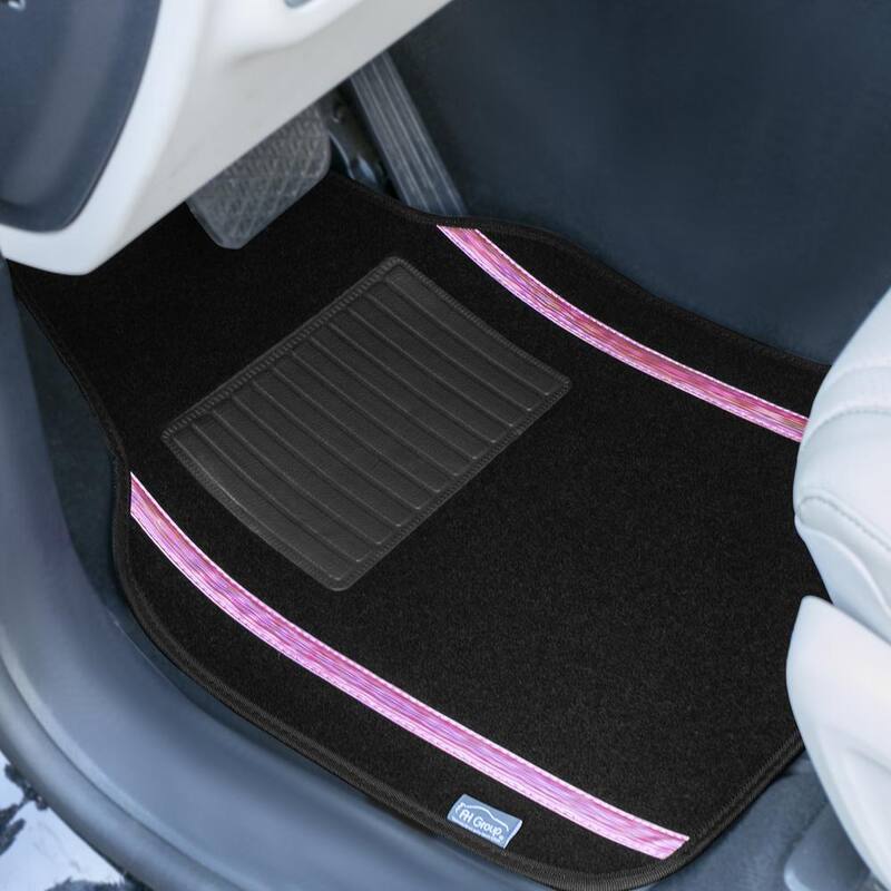 FH Group Galaxy13 Metallic Stripe Non-Slip Carpet Floor Mats - Full Set - DMF14413PINK