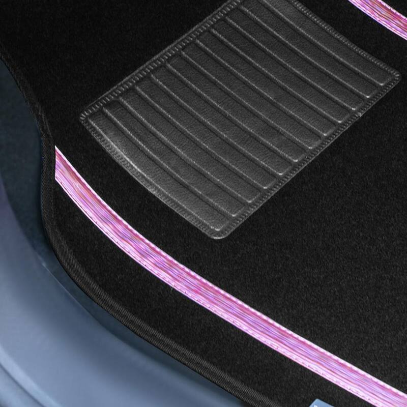 FH Group Galaxy13 Metallic Stripe Non-Slip Carpet Floor Mats - Full Set - DMF14413PINK