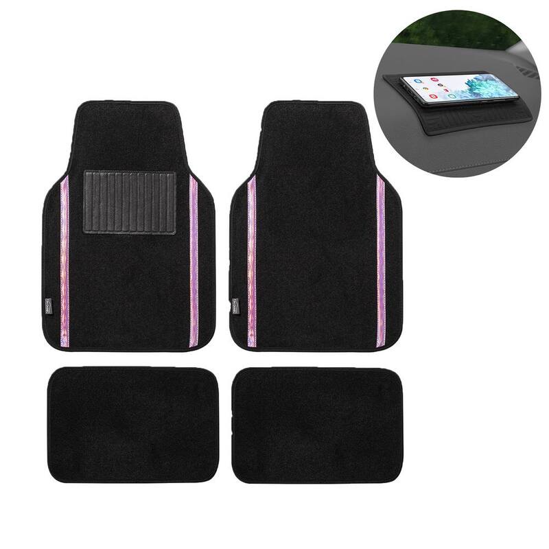 FH Group Galaxy13 Metallic Stripe Non-Slip Carpet Floor Mats - Full Set - DMF14413PINK