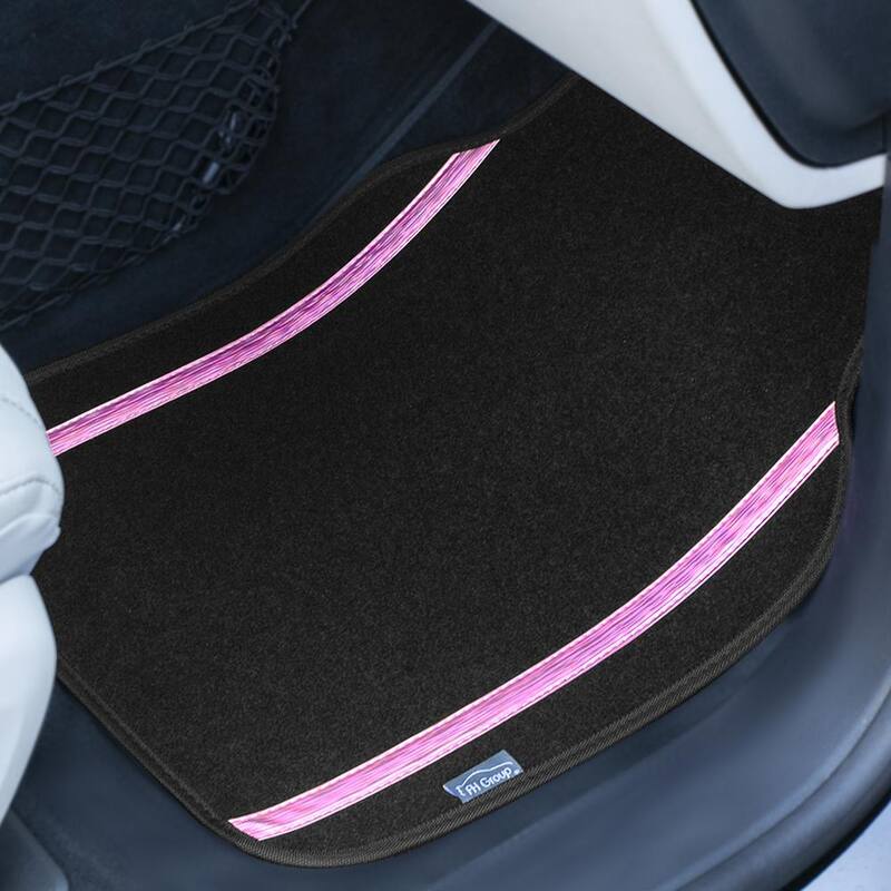 FH Group Galaxy13 Metallic Stripe Non-Slip Carpet Floor Mats - Full Set - DMF14413PINK