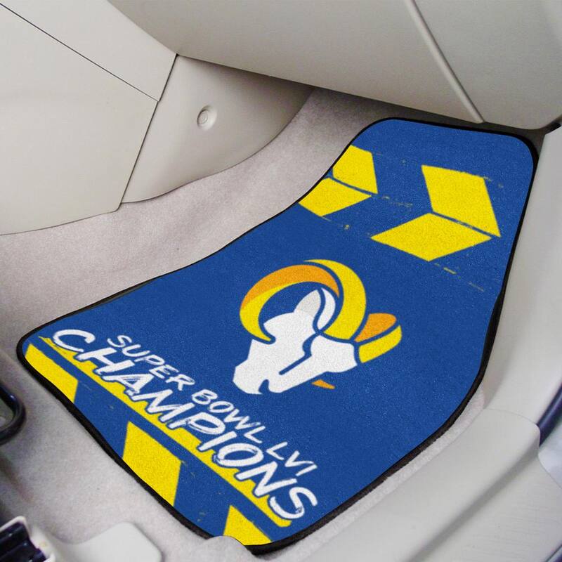 FANMATS Los Angeles Rams Super Bowl LVI 17 in. x 27 in. 2-Piece Nylon Carpet Car Floor Mat Set - 33239
