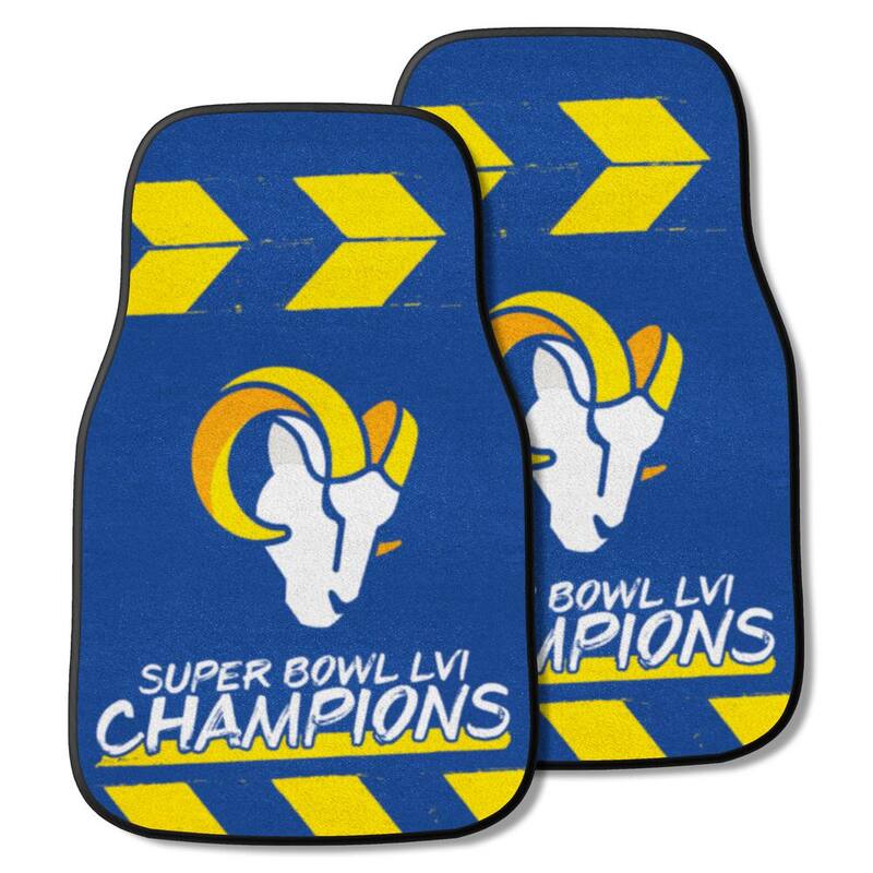 FANMATS Los Angeles Rams Super Bowl LVI 17 in. x 27 in. 2-Piece Nylon Carpet Car Floor Mat Set - 33239