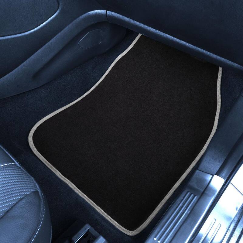 FH Group Gray Color-Trimmed Liners Non-Slip Car Floor Mats with Rubber Heel Pad - Full Set - DMF14503GRAY