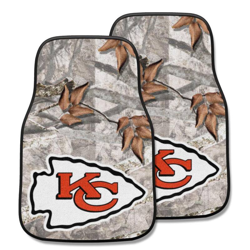 FANMATS Kansas City Chiefs Camo 17 in. x 27 in. 2-Piece Nylon Carpet Car Floor Mat Set - 25503
