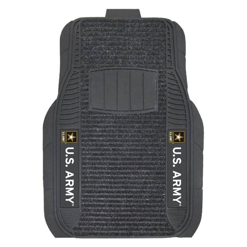 FANMATS Army Black Heavy Duty 2-Piece 20 in. x 27 in. Vinyl Car Mat - 15684