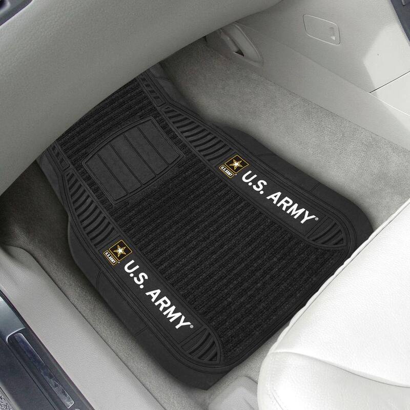 FANMATS Army Black Heavy Duty 2-Piece 20 in. x 27 in. Vinyl Car Mat - 15684