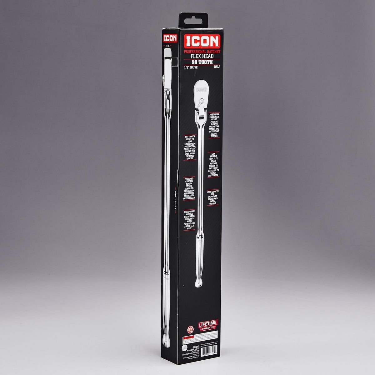Llave de trinquete de cabeza flexible de alcance largo profesional de 1/2 pulgadas - 64706