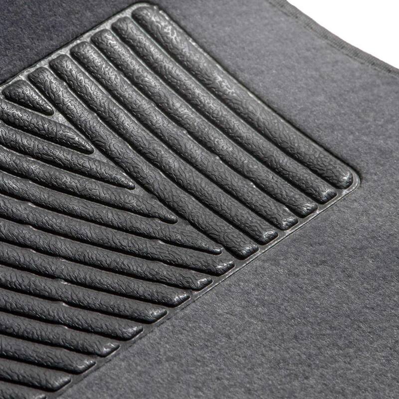 FH Group Gray 4-Piece Universal Premium Soft Carpet Floor Mats with Striped Heel Pad Floor Liners - Full Set - DMF14403GRAY