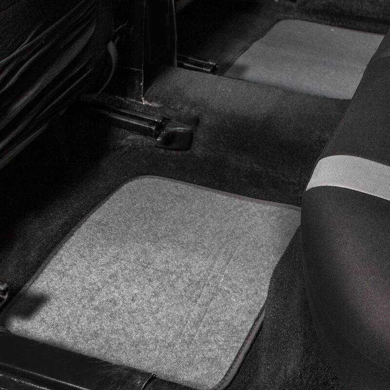 FH Group Gray 4-Piece Universal Premium Soft Carpet Floor Mats with Striped Heel Pad Floor Liners - Full Set - DMF14403GRAY