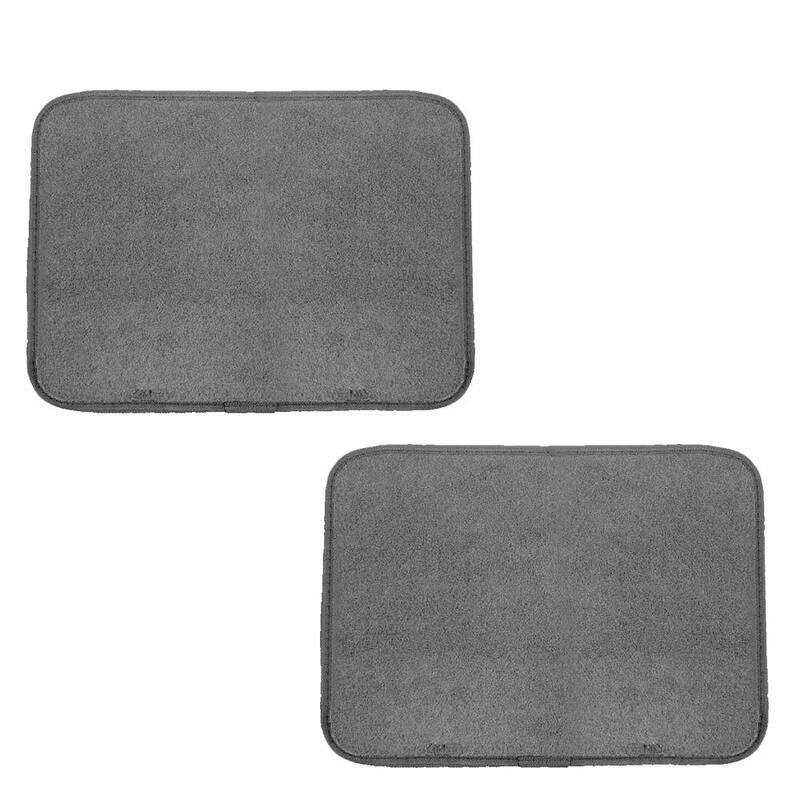 FH Group Gray 4-Piece Universal Premium Soft Carpet Floor Mats with Striped Heel Pad Floor Liners - Full Set - DMF14403GRAY
