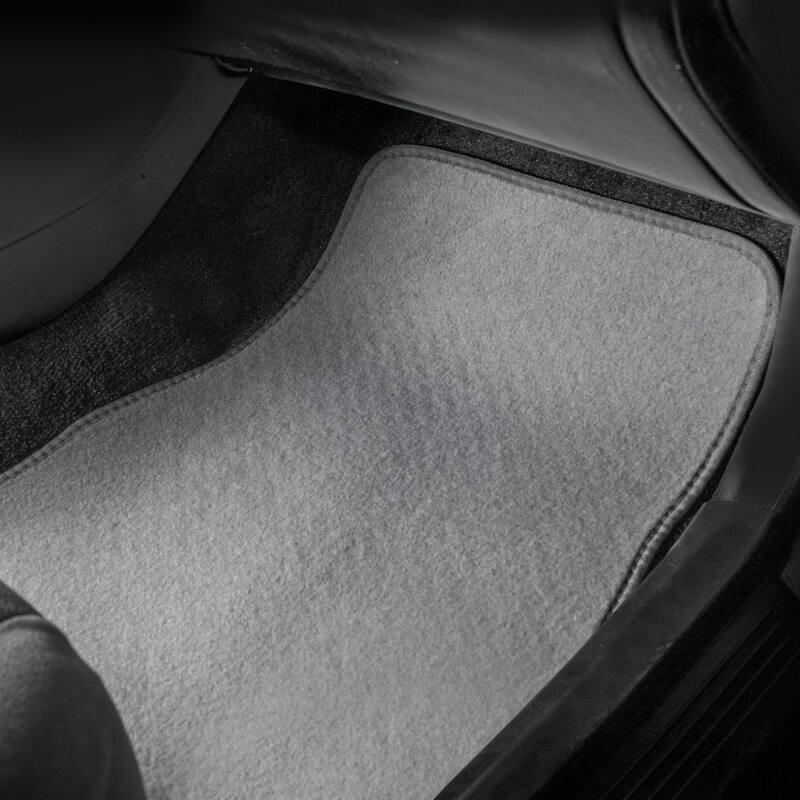 FH Group Gray 4-Piece Universal Premium Soft Carpet Floor Mats with Striped Heel Pad Floor Liners - Full Set - DMF14403GRAY