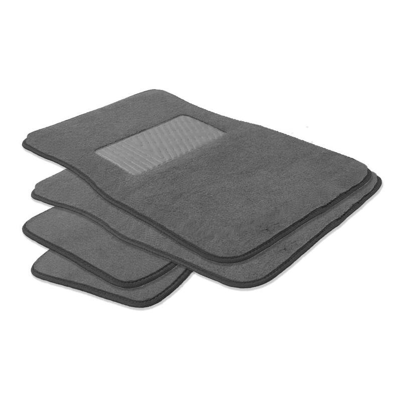 FH Group Gray 4-Piece Universal Premium Soft Carpet Floor Mats with Striped Heel Pad Floor Liners - Full Set - DMF14403GRAY