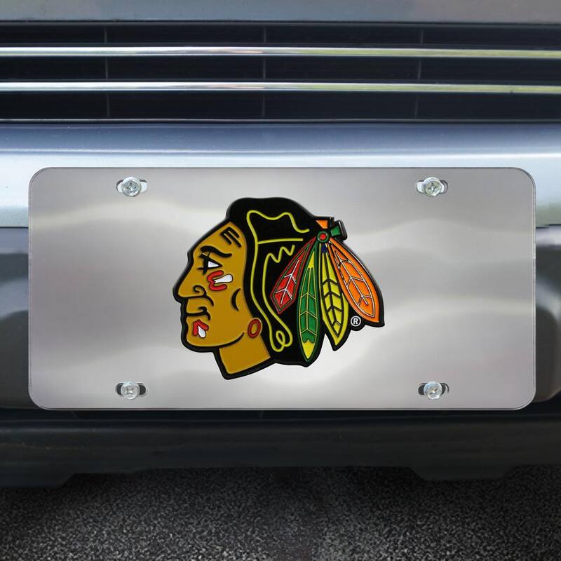 FANMATS 6 in. x 12 in. NHL Chicago Blackhawks Stainless Steel Die Cast License Plate - 24536