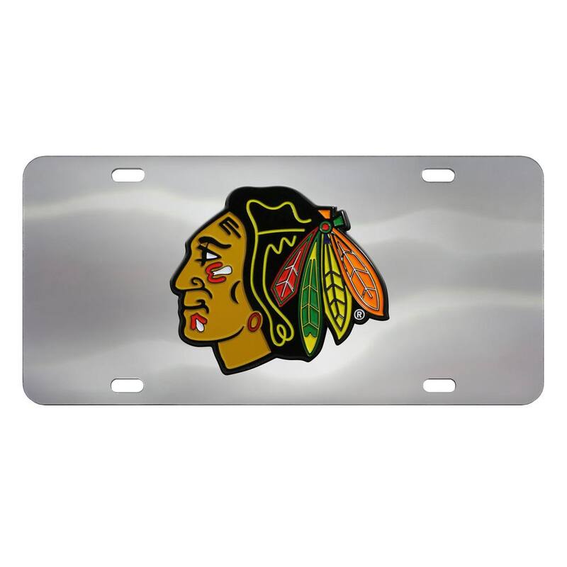 FANMATS 6 in. x 12 in. NHL Chicago Blackhawks Stainless Steel Die Cast License Plate - 24536