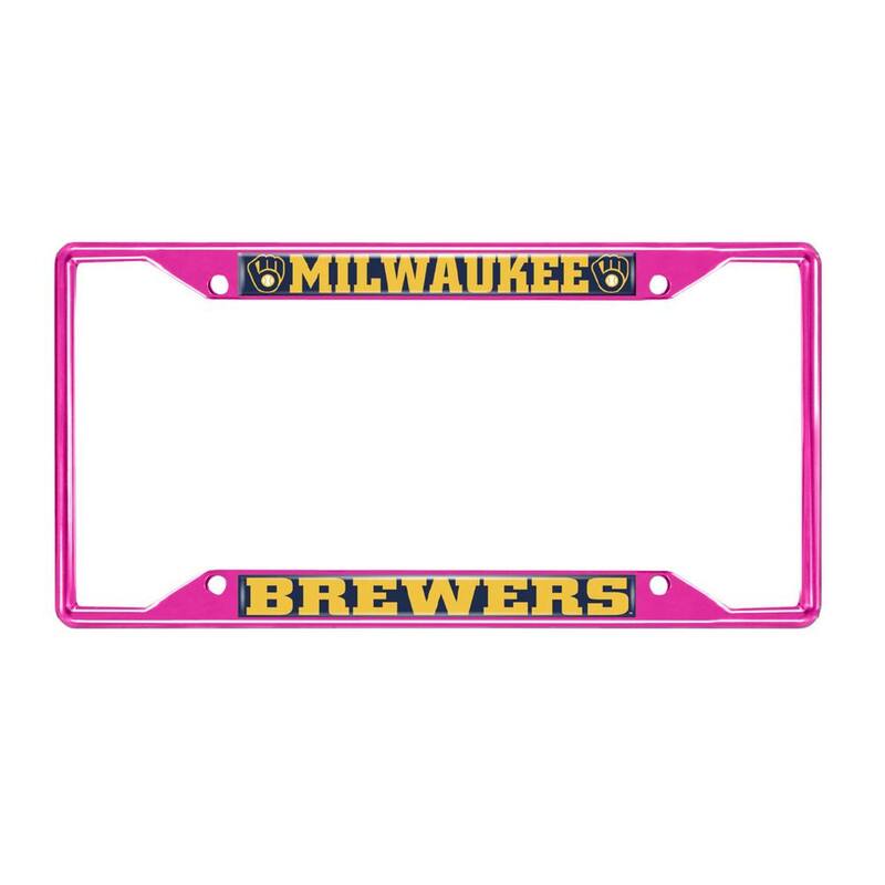 FANMATS Universal Fit MLB - Milwaukee Brewers License Plate Frame - Pink - 43800