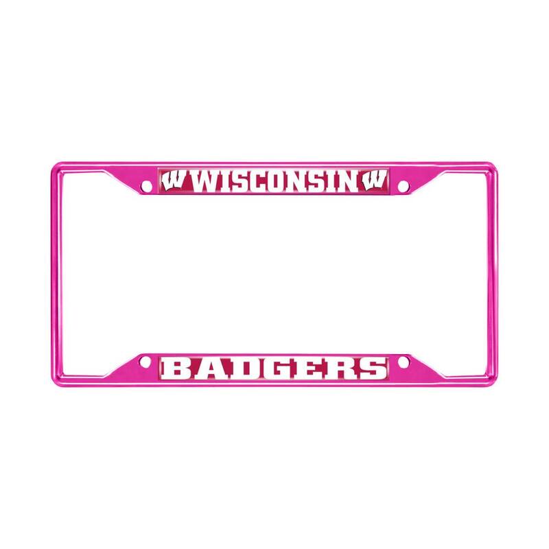 FANMATS Universal Fit University of Wisconsin License Plate Frame - Pink - 43706