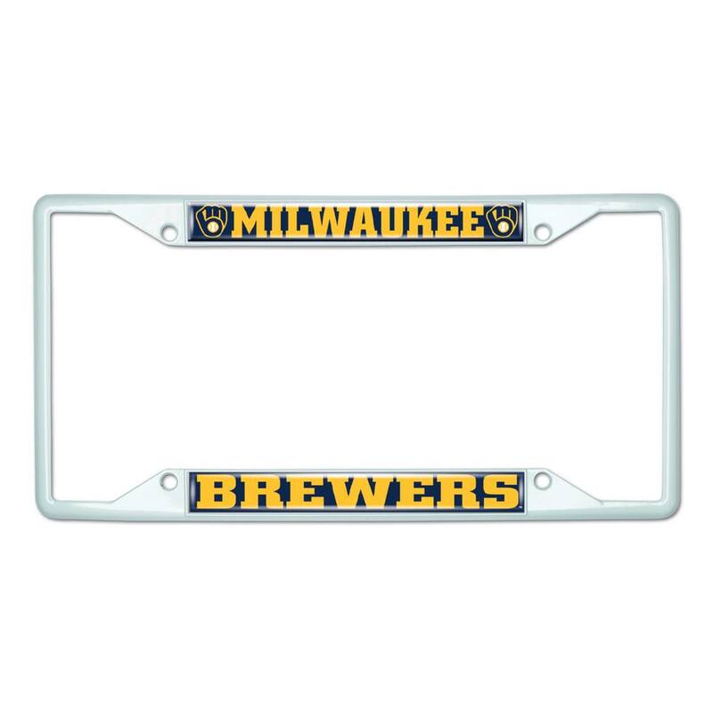 FANMATS Universal Fit MLB - Milwaukee Brewers License Plate Frame - White - 43830