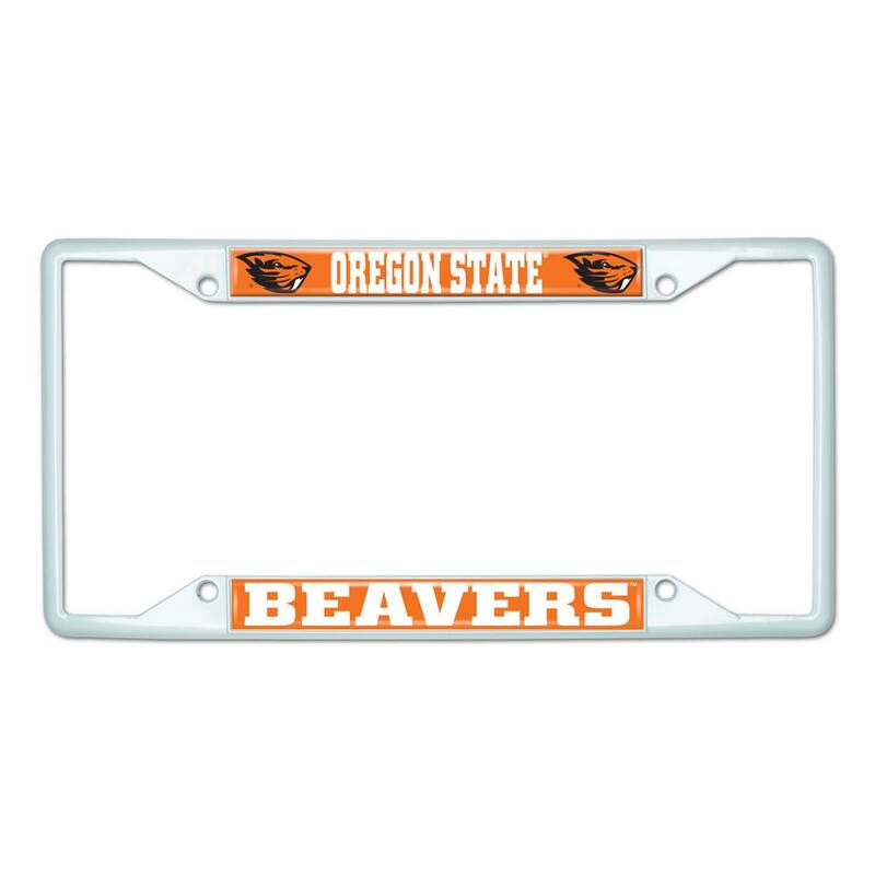 FANMATS Universal Fit Oregon State University License Plate Frame - White - 43496