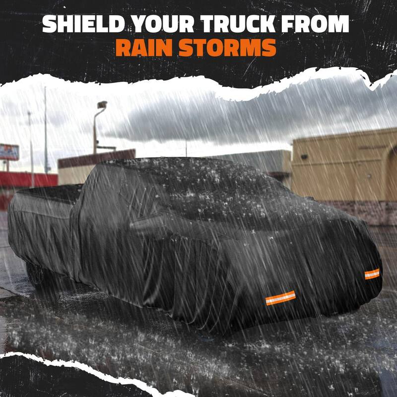 Mockins 235 in. x 80 in. x 77 in. Extra Thick Heavy-Duty Waterproof Pickup Truck Car Cover - 250g PVC Cotton Lined - Black - MA-00