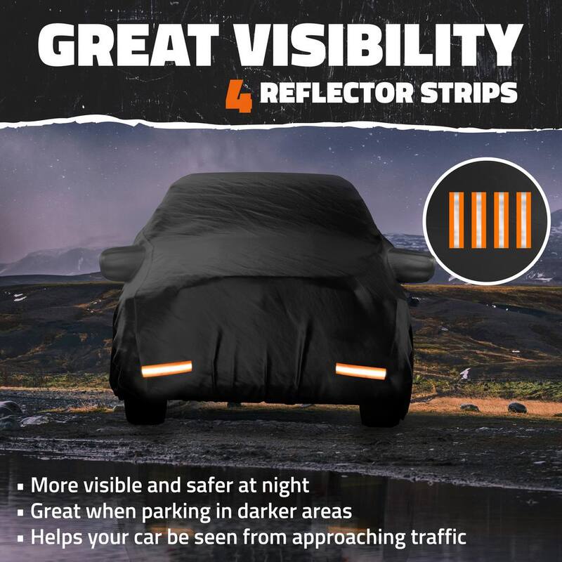 Mockins 235 in. x 80 in. x 77 in. Extra Thick Heavy-Duty Waterproof Pickup Truck Car Cover - 250g PVC Cotton Lined - Black - MA-00