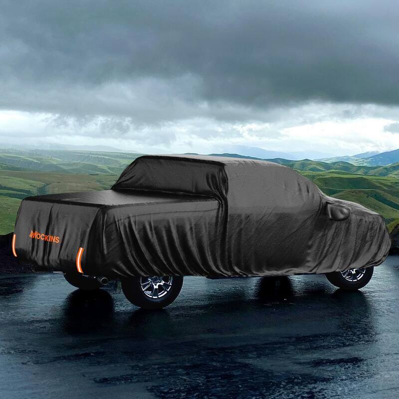 Mockins 235 in. x 80 in. x 77 in. Extra Thick Heavy-Duty Waterproof Pickup Truck Car Cover - 250g PVC Cotton Lined - Black - MA-00