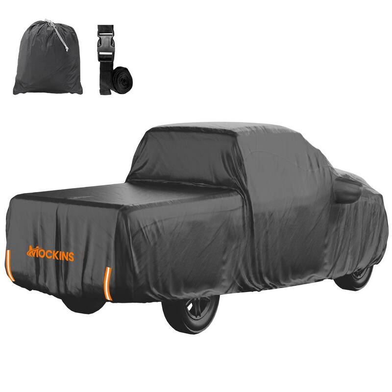 Mockins 235 in. x 80 in. x 77 in. Extra Thick Heavy-Duty Waterproof Pickup Truck Car Cover - 250g PVC Cotton Lined - Black - MA-00