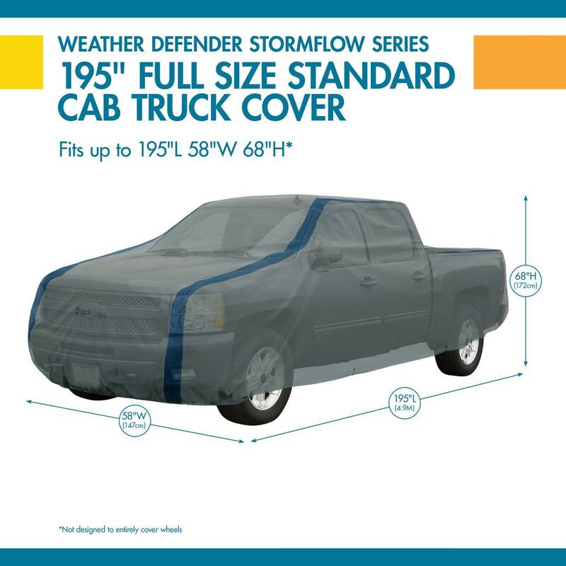 Classic Accessories Duck Covers Weather Defender 195 in. L x 58 in. W x 68 in. H Standard Cabs Truck Cover with StormFlow in Grey - A3CMT197