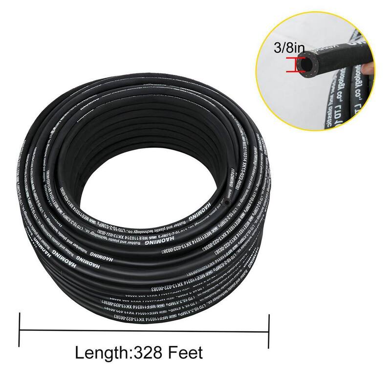 VEVOR Hydraulic Hose 328 ft. Rubber Hydraulic Hoses 3/8 in. 5000 PSI with 2 High-Tensile Steel Wire Braid 40 °F to 250 °F - 00PSIHFSUMIYF3QDMV0