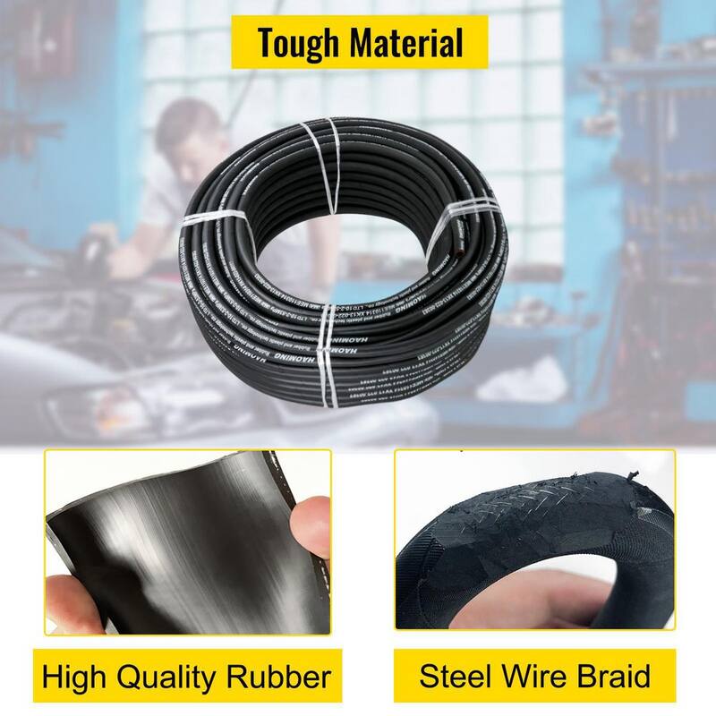 VEVOR Hydraulic Hose 328 ft. Rubber Hydraulic Hoses 3/8 in. 5000 PSI with 2 High-Tensile Steel Wire Braid 40 °F to 250 °F - 00PSIHFSUMIYF3QDMV0