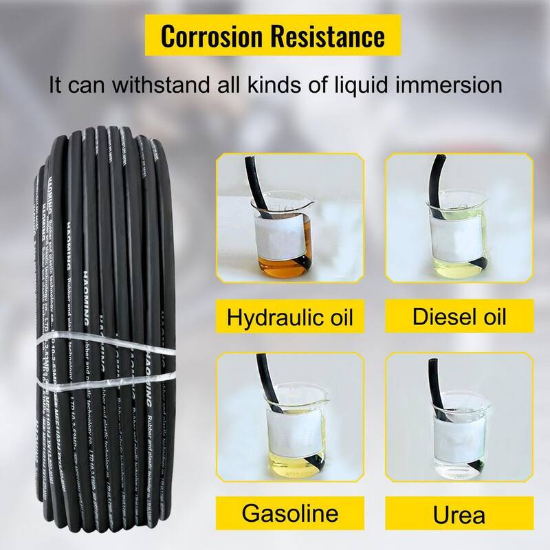 VEVOR Hydraulic Hose 328 ft. Rubber Hydraulic Hoses 3/8 in. 5000 PSI with 2 High-Tensile Steel Wire Braid 40 °F to 250 °F - 00PSIHFSUMIYF3QDMV0
