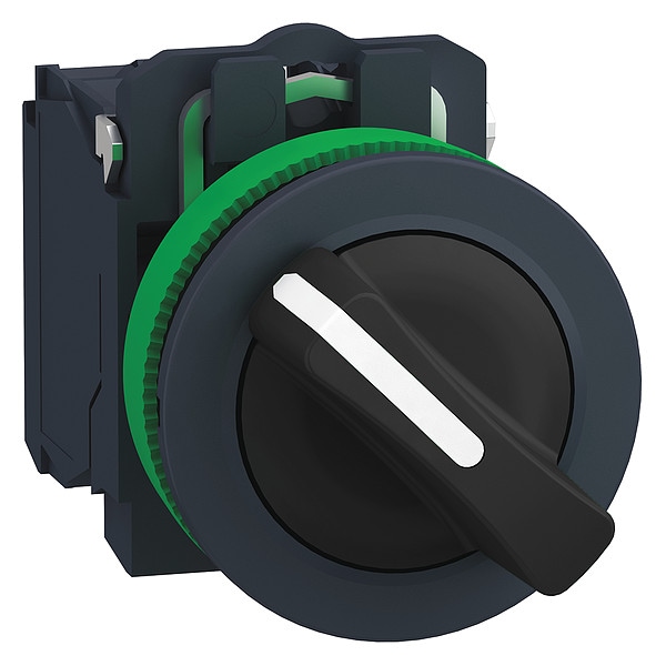 Interruptor selector Schneider Electric, 2 posiciones, 30 mm, negro - XB5FD21