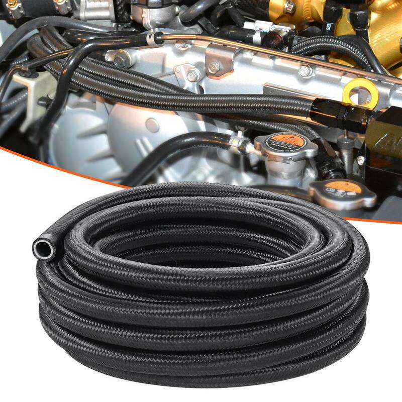VEVOR 6AN Fuel Line Kit,25 FT Fuel Hose Kit, 5/16 in.Nylon Stainless Steel Braided PTFE Fuel Line Kit, E85/Oil/Gas/Diesel Hose - QCYYRYRG15G26J9HMV0-0816