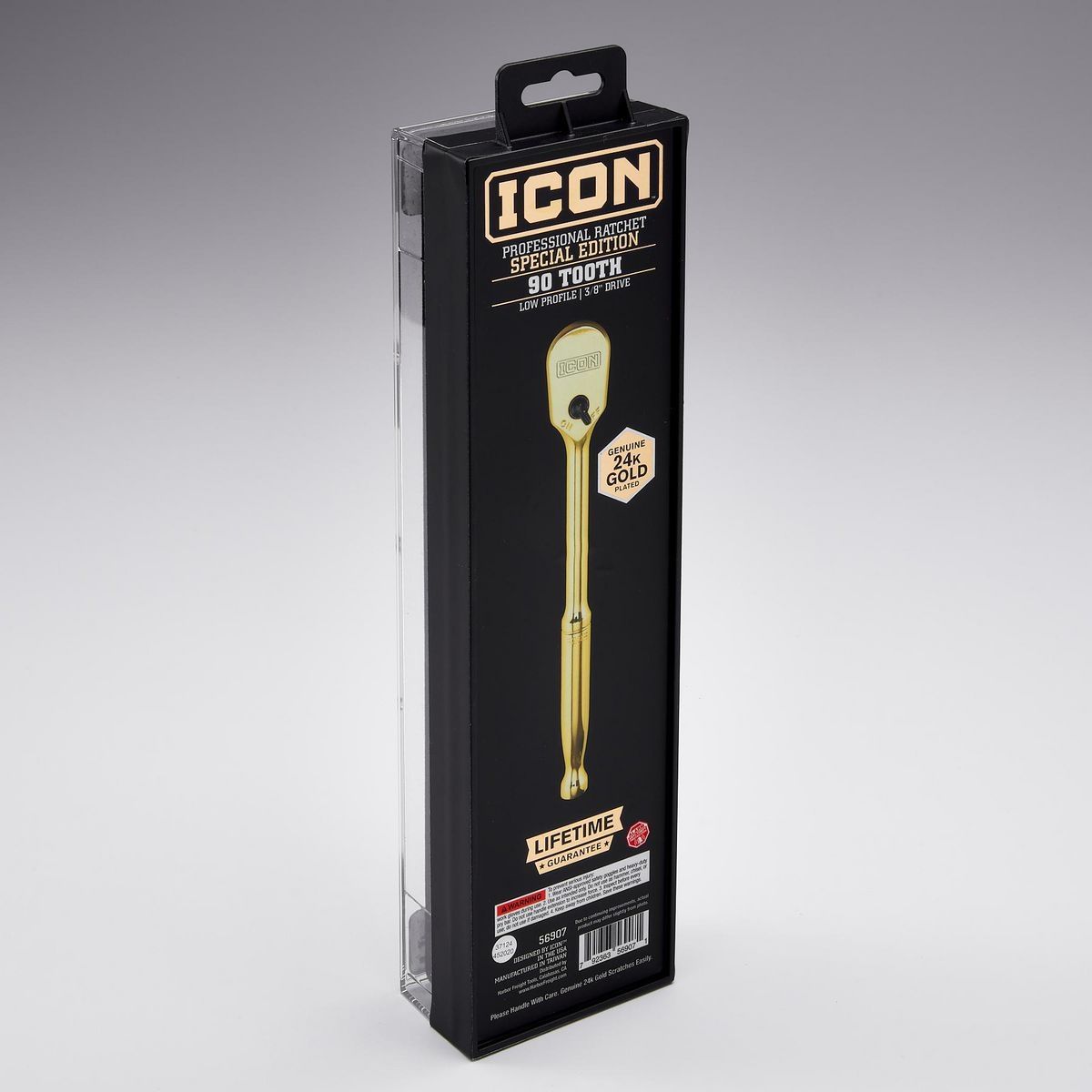 Llave de trinquete chapada en oro de la edición especial profesional de 3/8 pulg. de Icon - 56907.