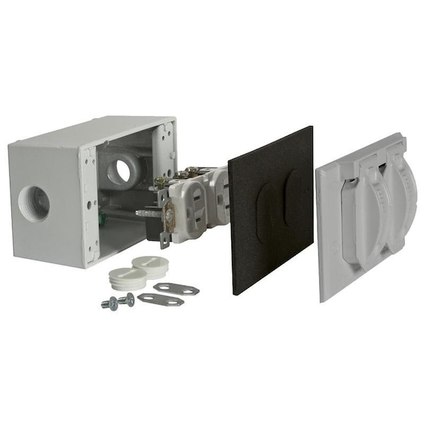 Bell Outdoor Electrical Box Cover, 1 Gang, Aluminum, Flip/Snap, Duplex Cover - 5839-5WRTR