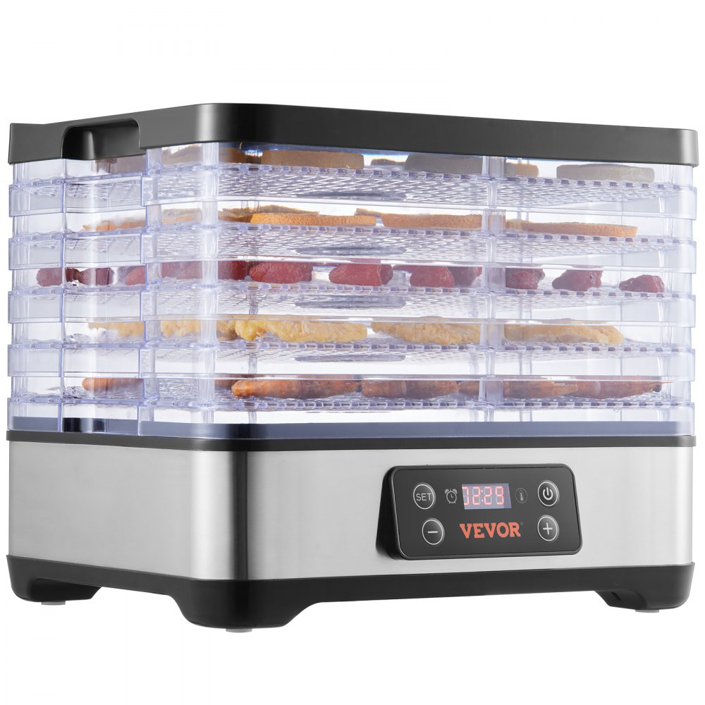 VEVOR Food Dehydrator Machine, 5-Tray Fruit Dehydrator, 300W Electric Food Dryer w/ Digital Adjustable Timer & Temperature for Jerky, Herb, Meat, Beef, Fruit, Dog Treats and Vegetables, ETL Listed - SPFG50548300WWHRPV1