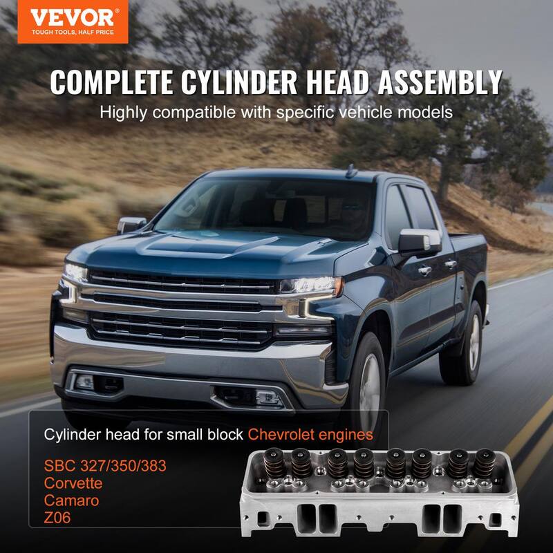 VEVOR Engine Cylinder Head Assembly Replacement, Aluminum Engine Cylinder Head Kit, Compatible with Small Block Chevrolet - GGZCCHEVYSBCEK30TV0